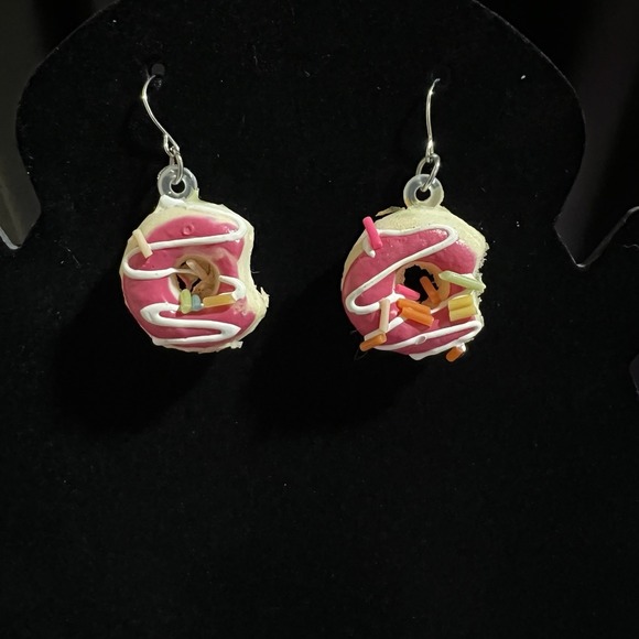 The Unbranded Brand Jewelry - Donut Earrings W/frosting And A Bite Out Of Them